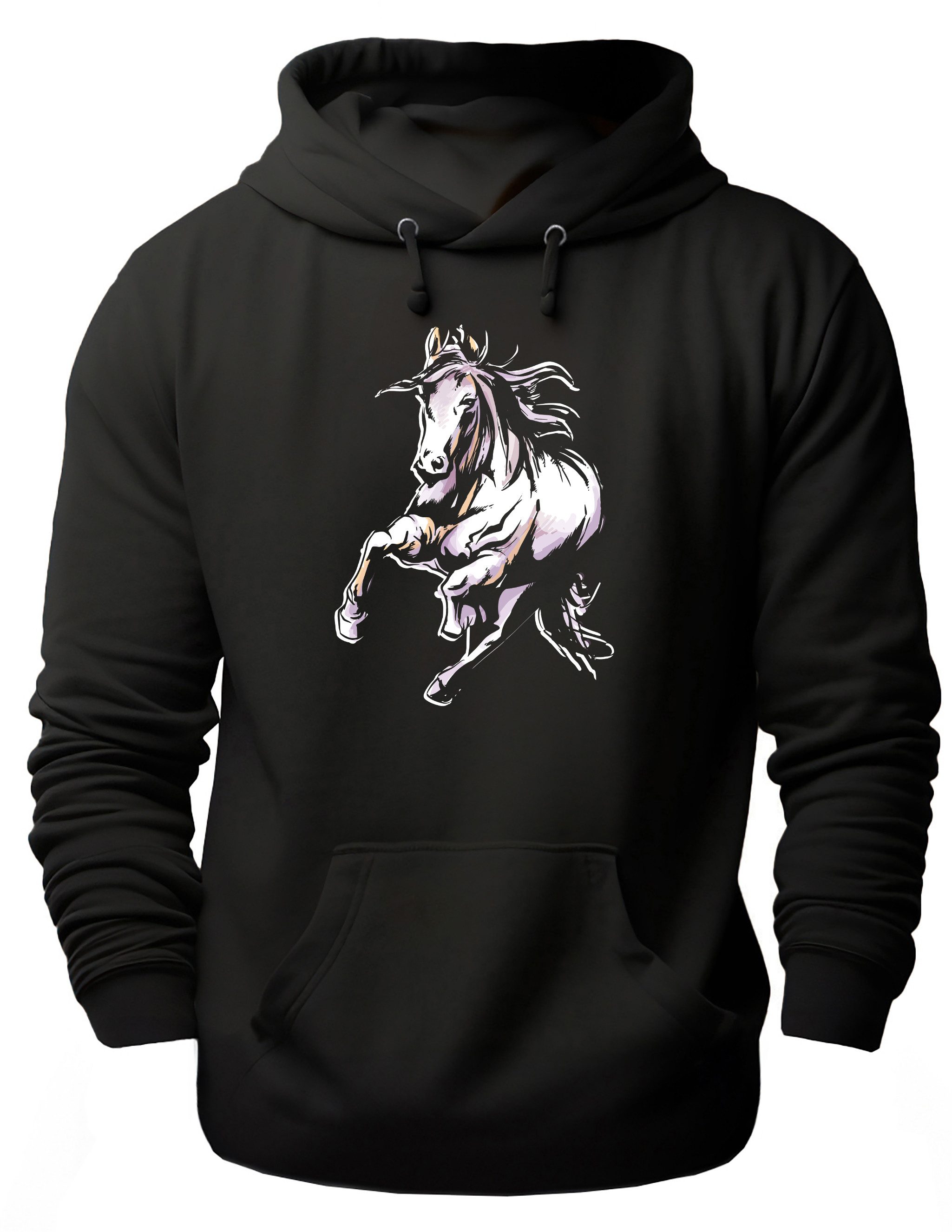 MyDesign24 Hoodie Pferde Kapuzen Pulli - Wildpferd Herren und Damen Kapuzensweater mit Pferde Print i168