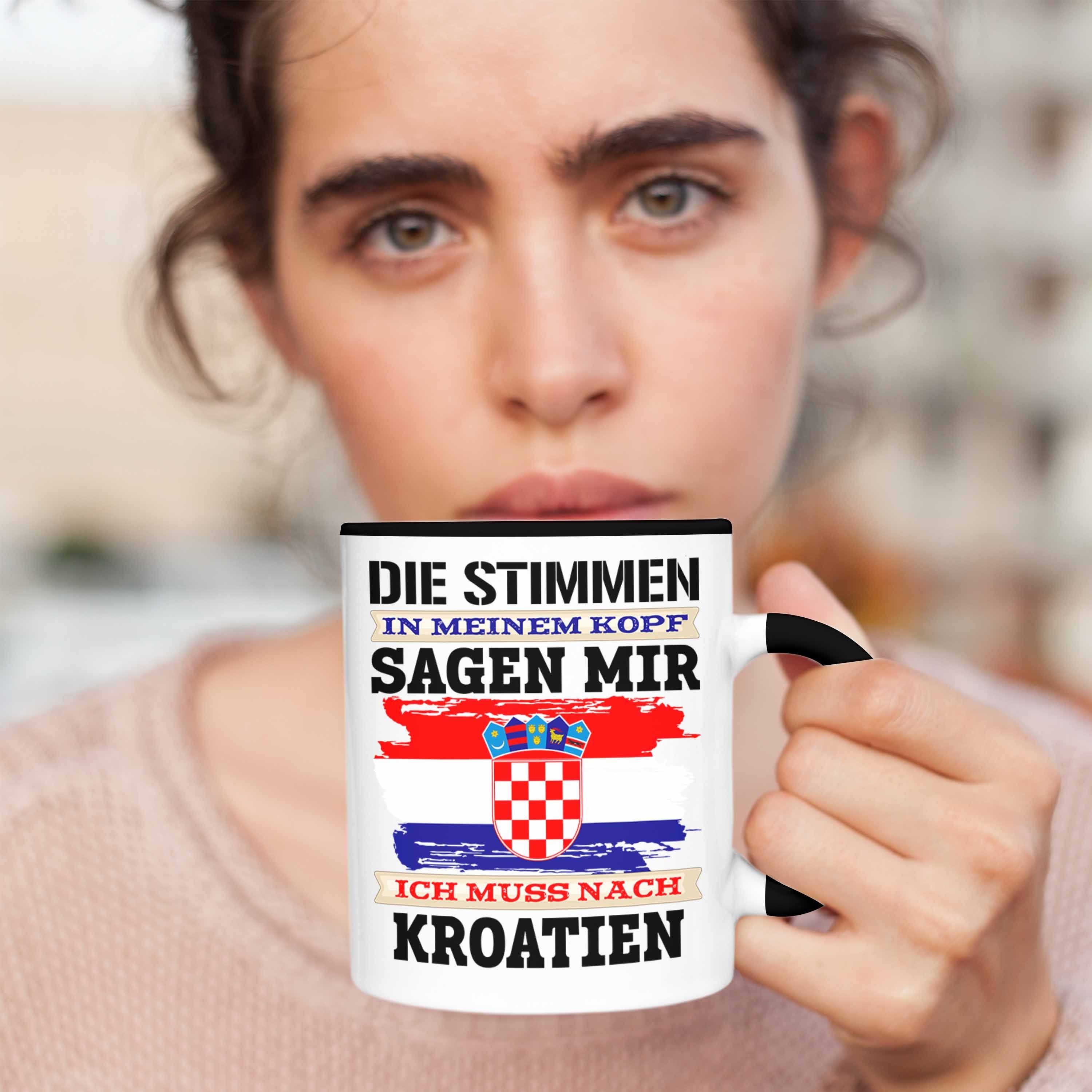 Schwarz Tasse Land für Geschenk Kroaten Trendation - Tasse Kroatien Urlaub Trendation