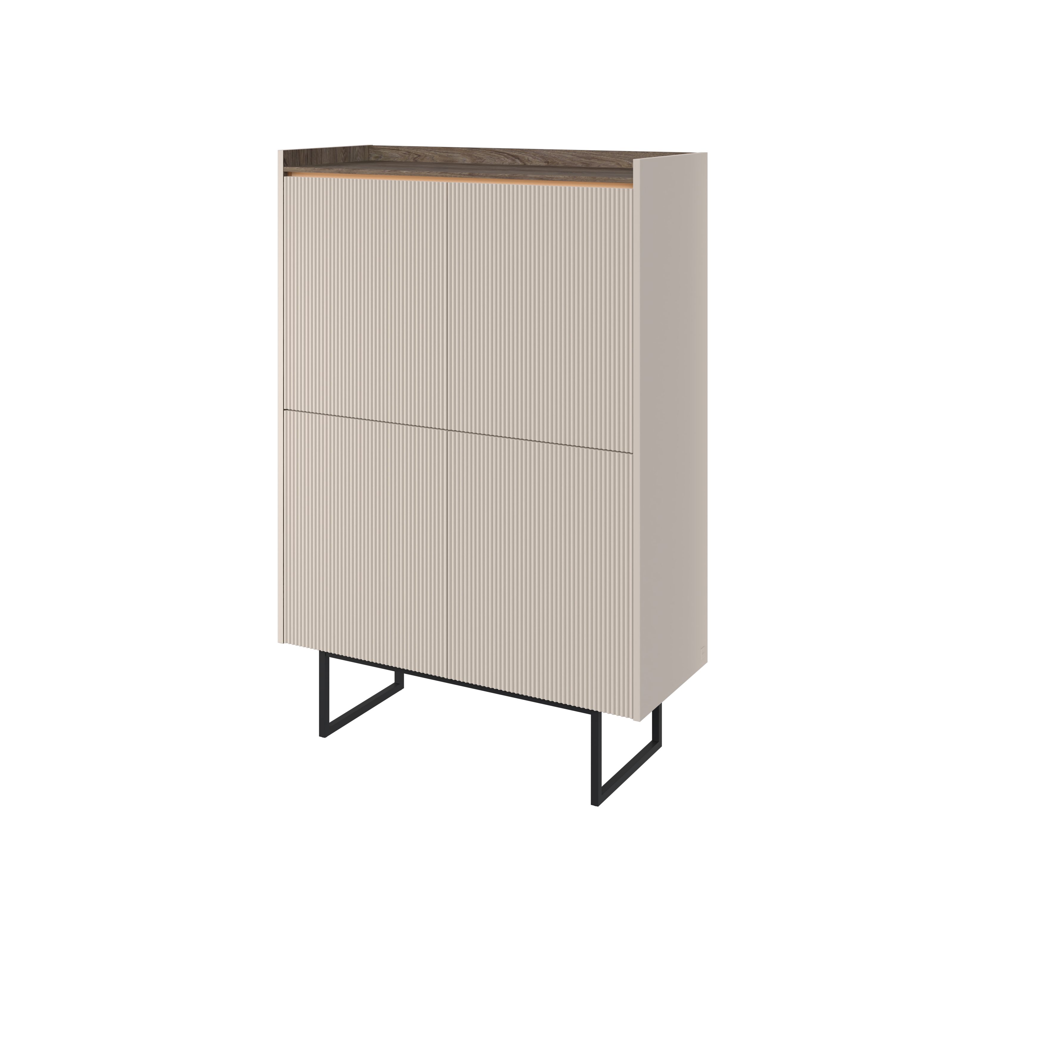 yourhouse24 Kommode Lago LG-01 Kommode mit Beleuchtung - beige/dunkle Eiche