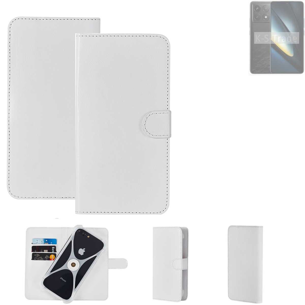 K-S-Trade Handyhülle für POCO F6 Pro, Handy Hülle Schutz Hülle Cover Case Bookstyle Bumper weiß 1x