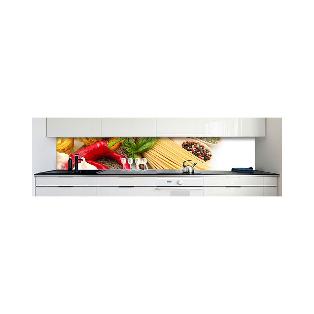 DRUCK-EXPERT Küchenrückwand Küchenrückwand Pasta Hart-PVC selbstklebend 0,4 Love mm Premium