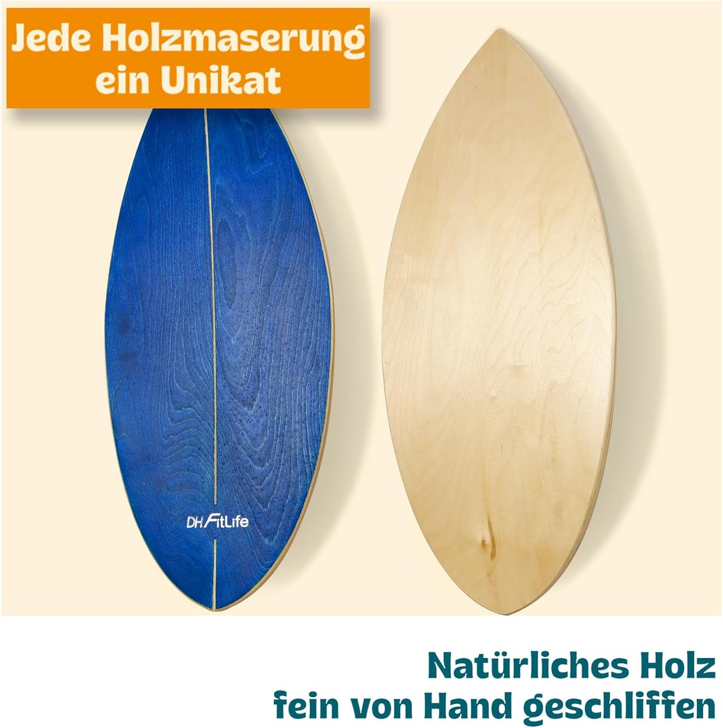 DH FitLife Balanceboard Surf Balance Board Set mit Korkrolle und Balance Ball, Für Balance, Koordination, Core-Training und Surf-Feeling