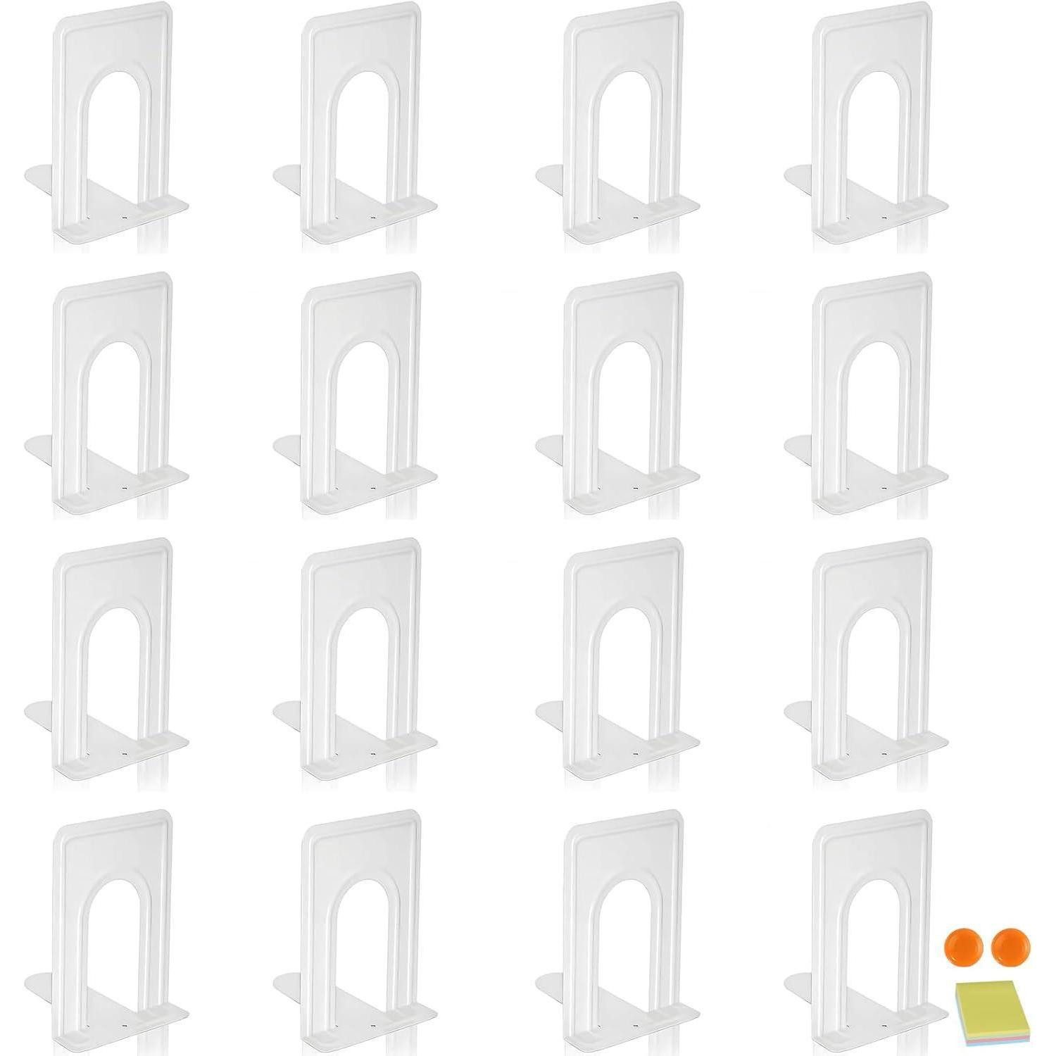 LuxusKollektion Buchstütze Buchstütze Metall Buchhalter Bücher Magazin CD Regal 16 Stück Weiß