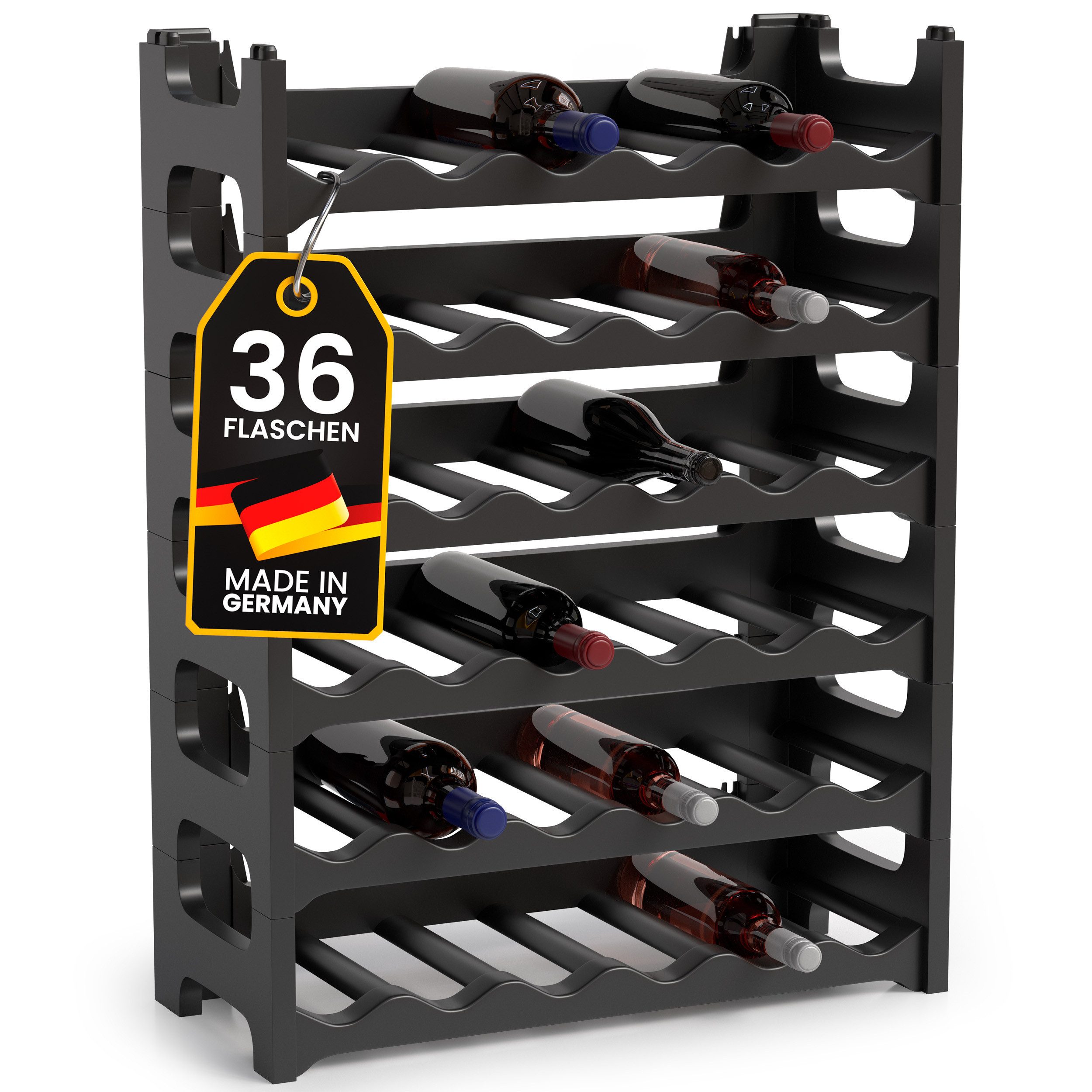 ALPFA Weinregal für 36 Flaschen anthrazit Kunststoff stapelbar Flaschenrega günstig online kaufen