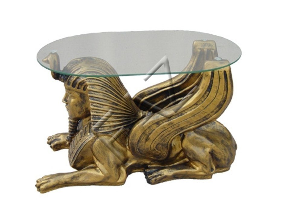JVmoebel Couchtisch Ägypten Glas Neu Oval Tisch Couch Glastisch Sphinx Beistell Tische