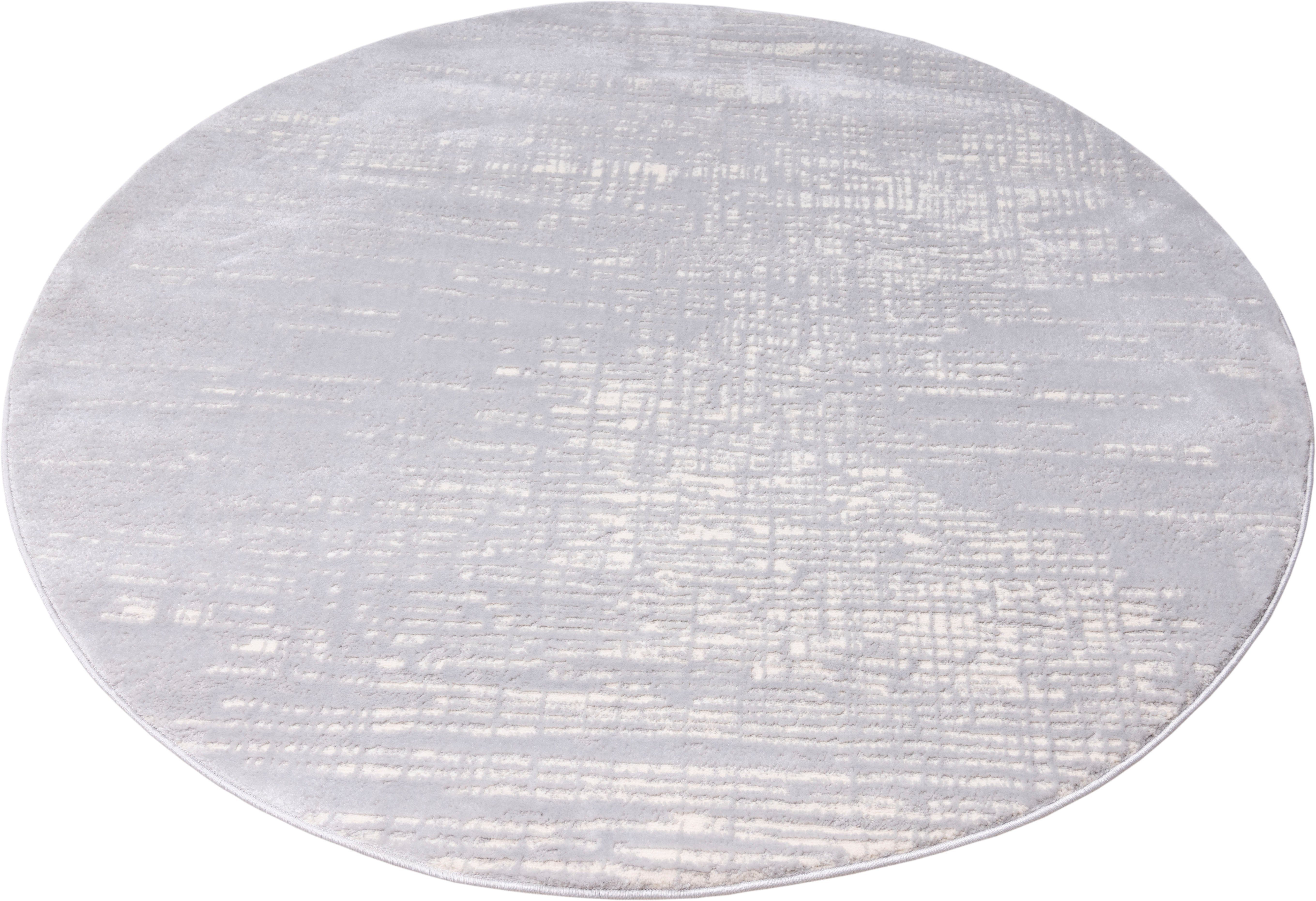 Teppich Ariano, Home affaire, rund, Höhe: 12 mm, Vintage, dezenter Glanz, Hoch-Tief-Struktur, Schrumpf-Carving-Effekt grau
