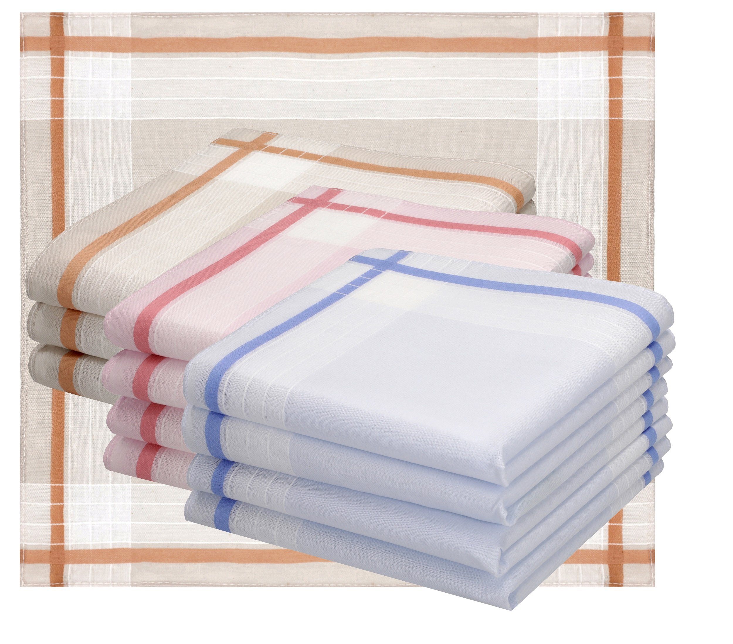 Betz Taschentuch Betz 12 Stück Damen Stoff Taschentücher Set Selma Größe ca. 28x28 cm, (Set, 12 Taschentücher), 100% Baumwolle