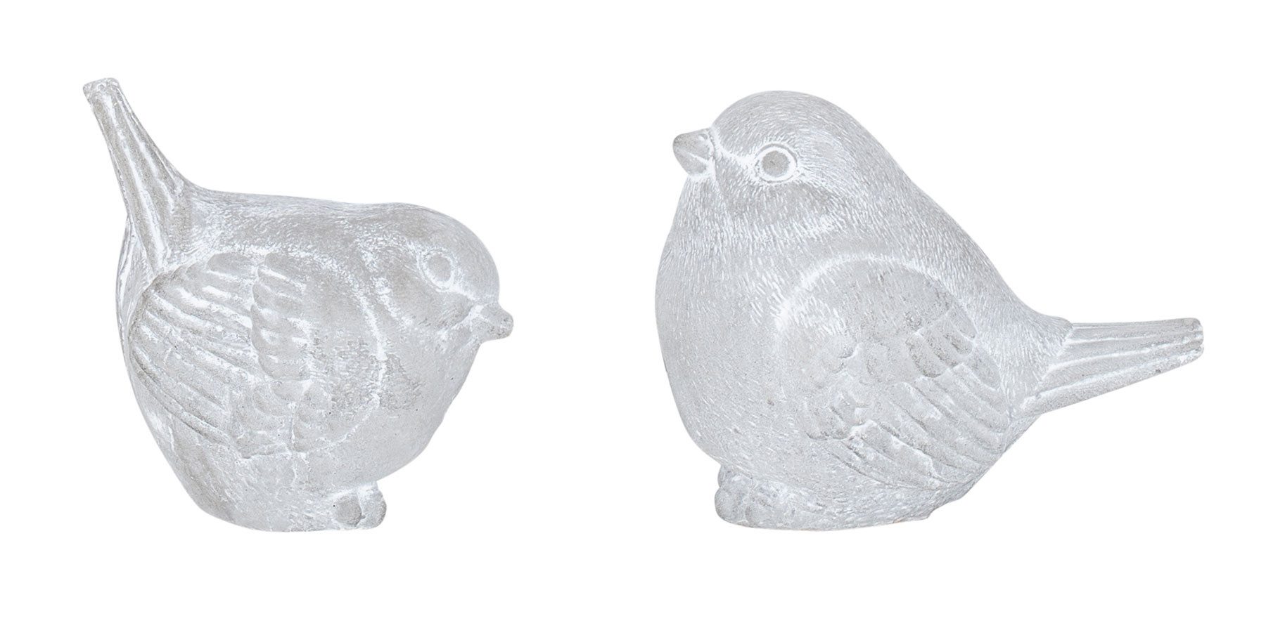 Levandeo® Gartenfigur, 2er Set Dekofigur Vogel Beton Grau Weiß Gartenfigur Gartendeko