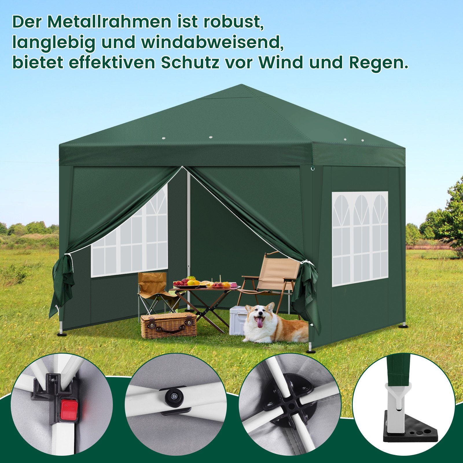 EUGAD Faltpavillon, wasserfest Winterfest,mit Seitenwänden Fenstern günstig online kaufen