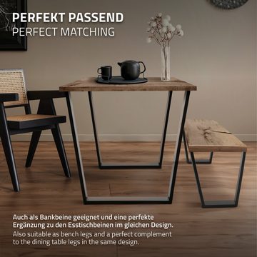 ML-DESIGN Tischbein 2er Set Tischbeine Trapez V-Form aus Stahl pulverbeschichtet, Tischkufen 40x43 cm Schwarz matt profil 8x2cm Möbelfüße