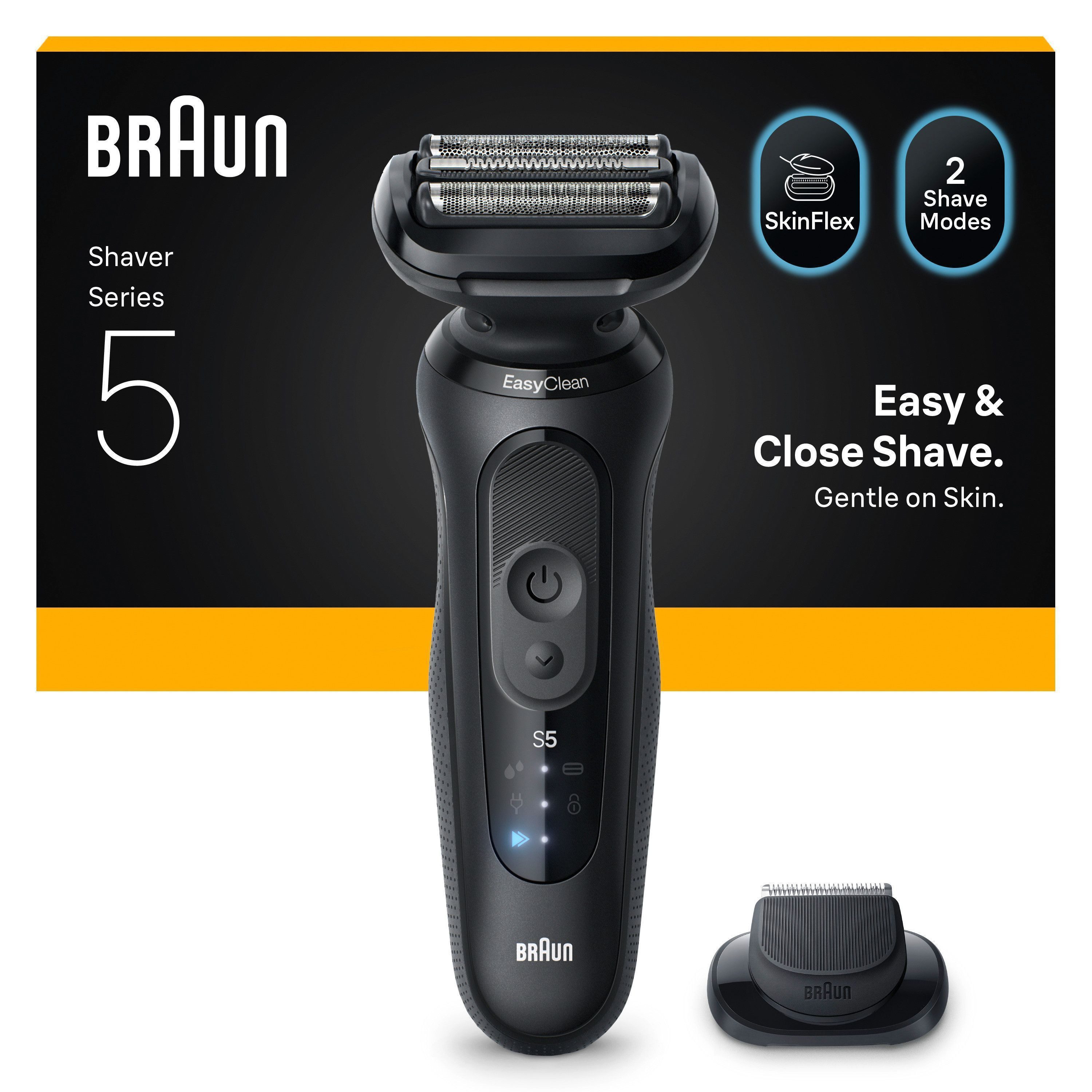 Braun Elektrorasierer Series 5 52-N1200s, Aufsätze: 1, 100% wasserdicht, Präzisionstrimmer-Aufsatz, Bis zu 50 Min