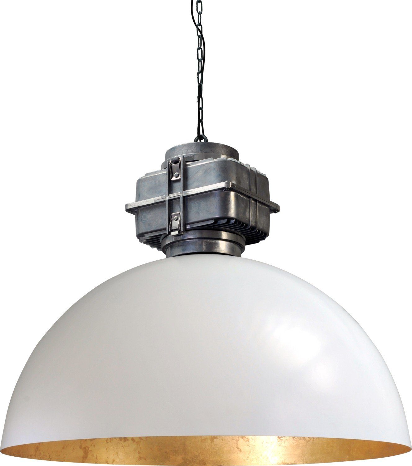 Licht-Erlebnisse Pendelleuchte Leuchtmittel, Hängelampe ohne Gold Metall 80 cm Weiß Industrie Ø E27 Hängeleuchte LARINO, Design
