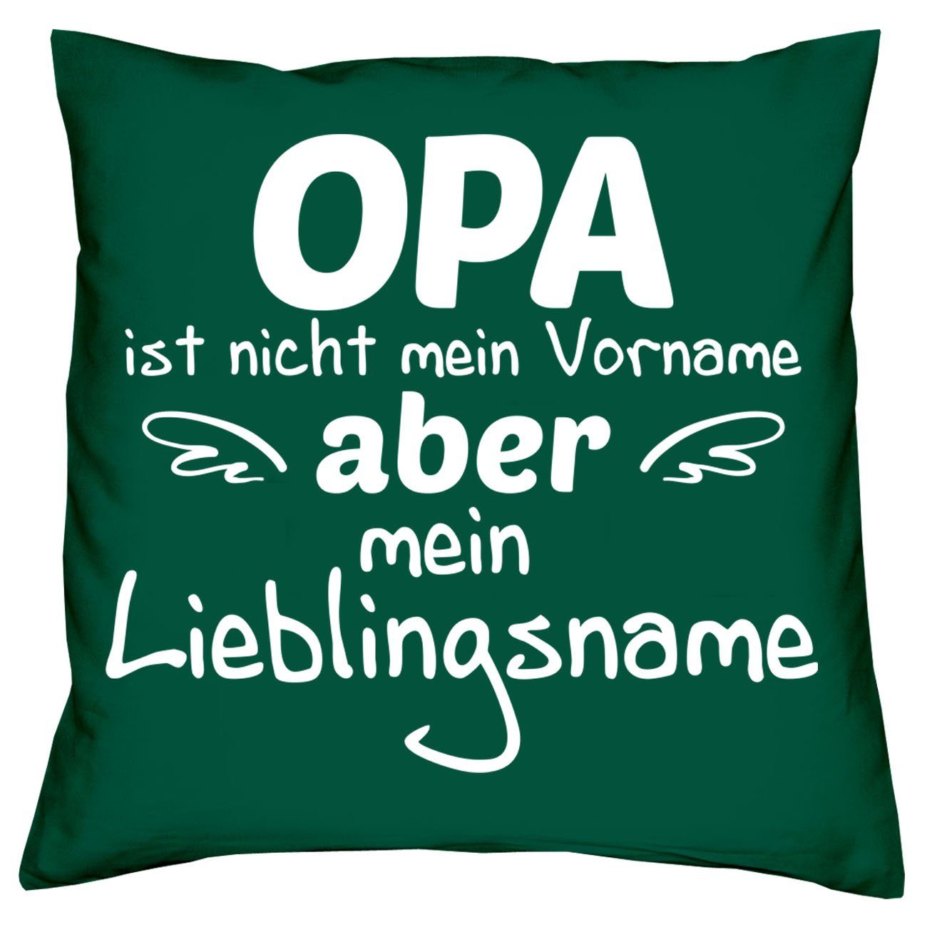 Soreso® Dekokissen Kissen mit Geschenk Großeltern Oma Dunkelgrün Set Set Opa, Anlässe Feierliche im Füllung Eltern