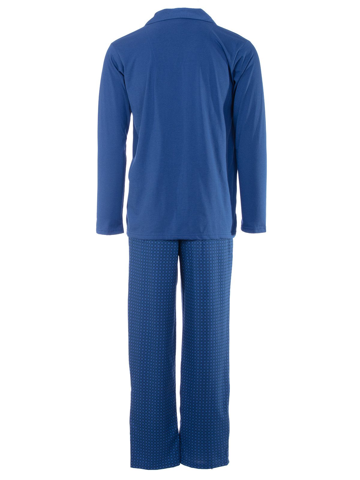 Henry Terre Pyjama Kent langarm - Hose dezenter Print Shirt uni Hemdkragen durchgeknöpft – Bild 5 von 5
