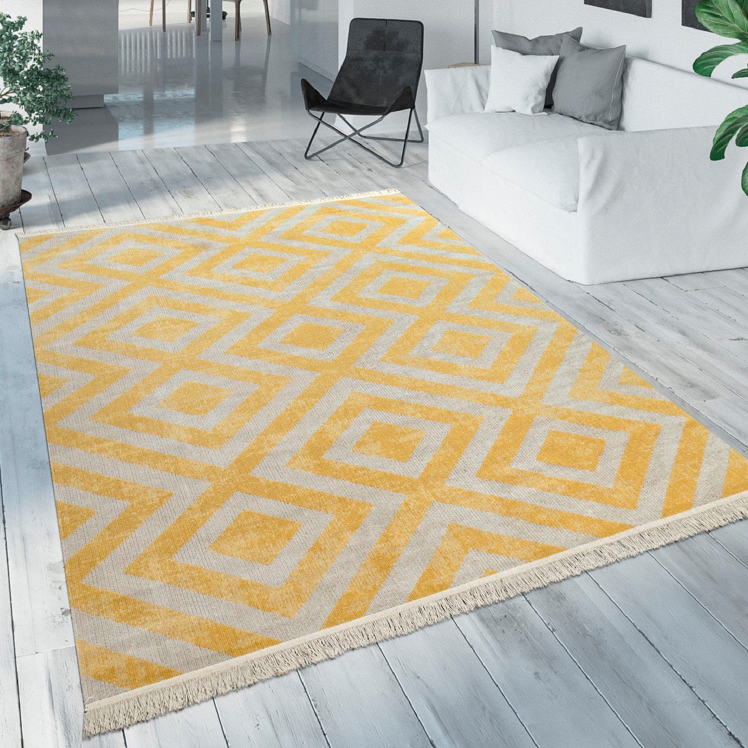 Paco Home Teppich Poco 821, rechteckig, Höhe: 6 mm, Kurzflor, Rauten Design günstig online kaufen