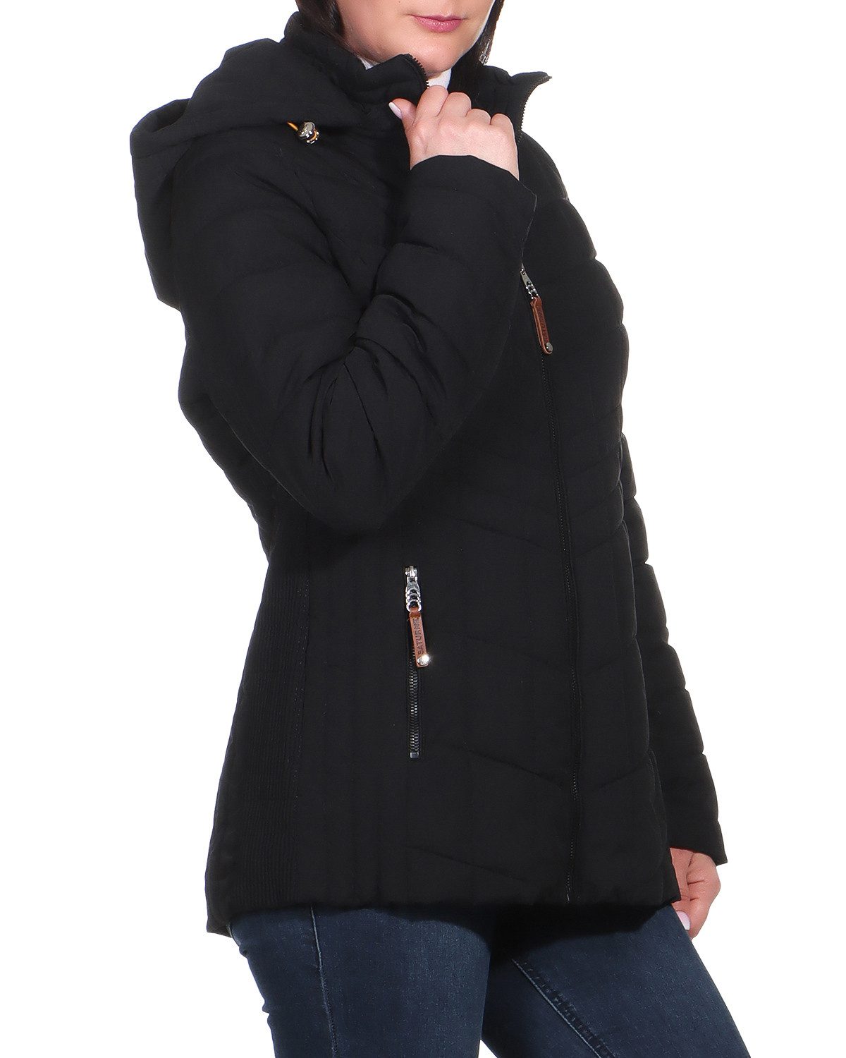 Aurela Damenmode Winterjacke Kuschelige Steppjacke mit Innenfell für Damen auch in großen Größen erhältlich, mit Kapuze