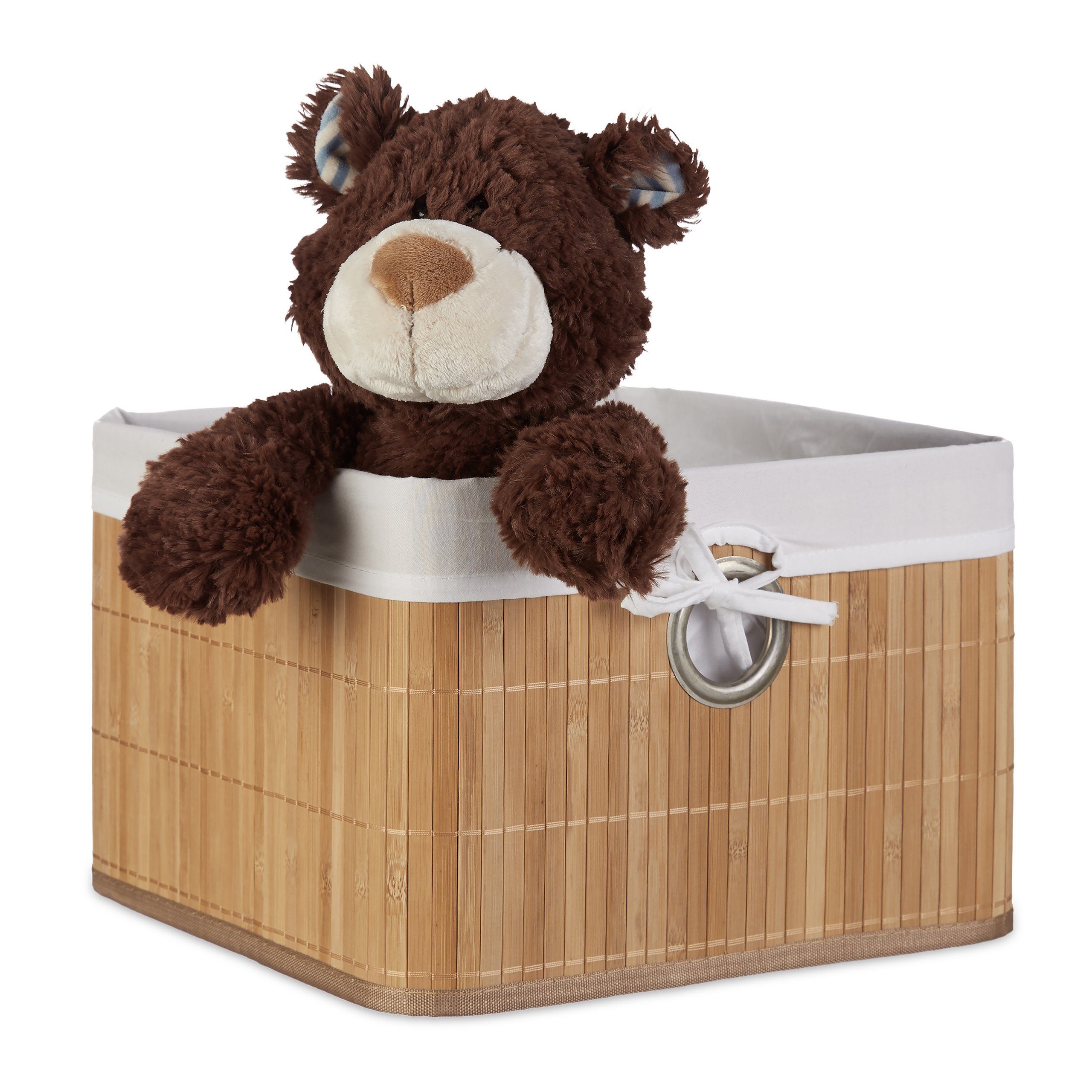 relaxdays Aufbewahrungskorb Bambus, Natur günstig online kaufen