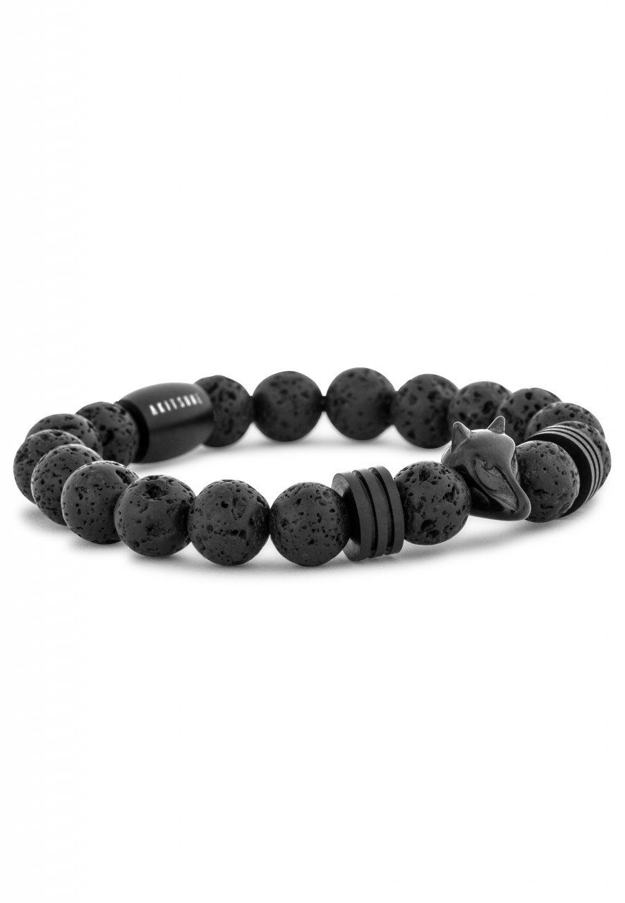 Akitsune Armband Obsidius Beaded Armband Schwarz - Schwarz Lavastein 18cm