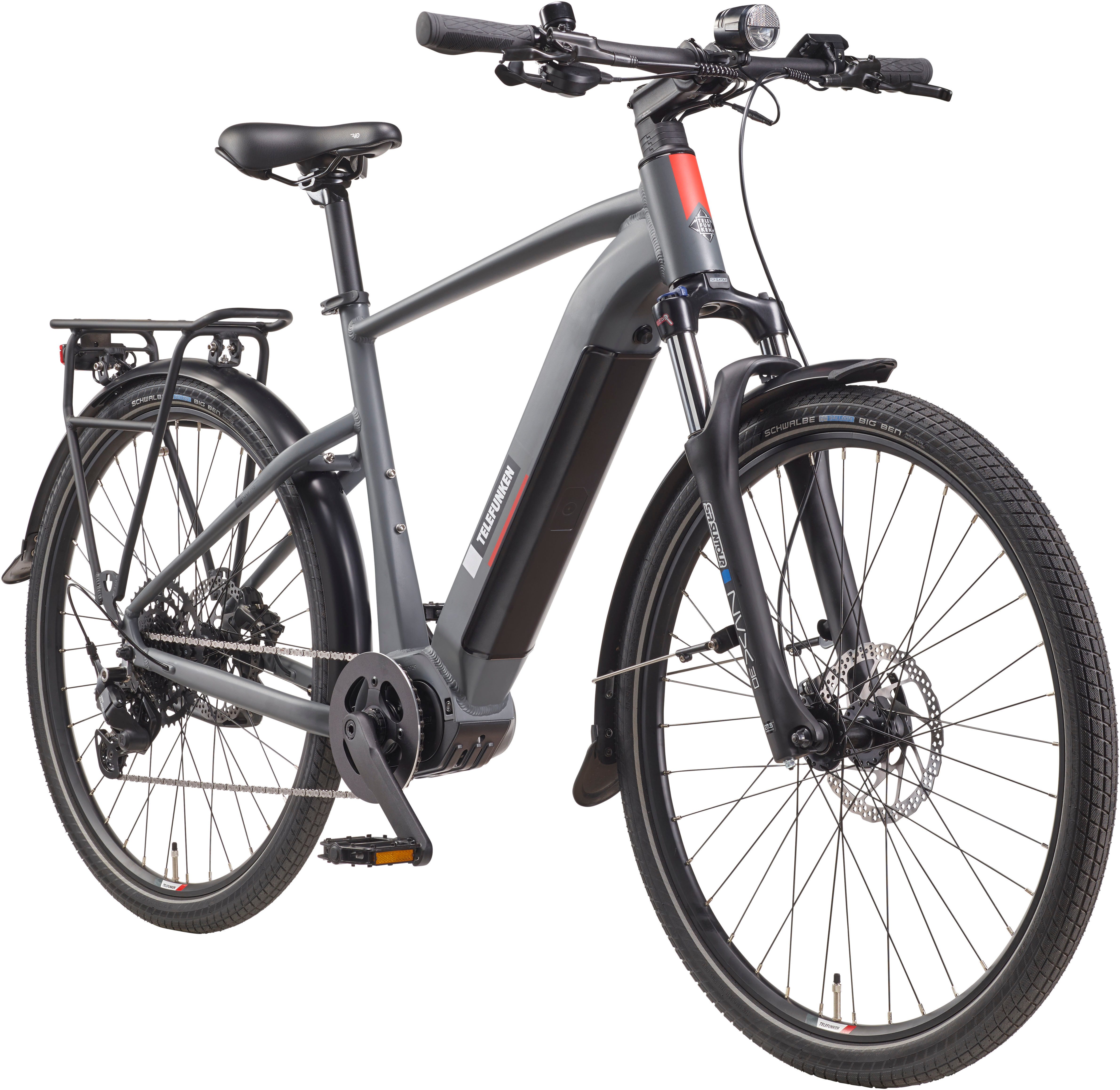 Telefunken E-Bike Cityrad SUV710, 9 Gang Shimano, Kettenschaltung, Mittelmotor, 720 Wh, (27,5 Zoll, Straßenzulassung, Scheibenbremsen), Pedelec, Elektrofahrrad für Herren u. Damen, Trekkingrad