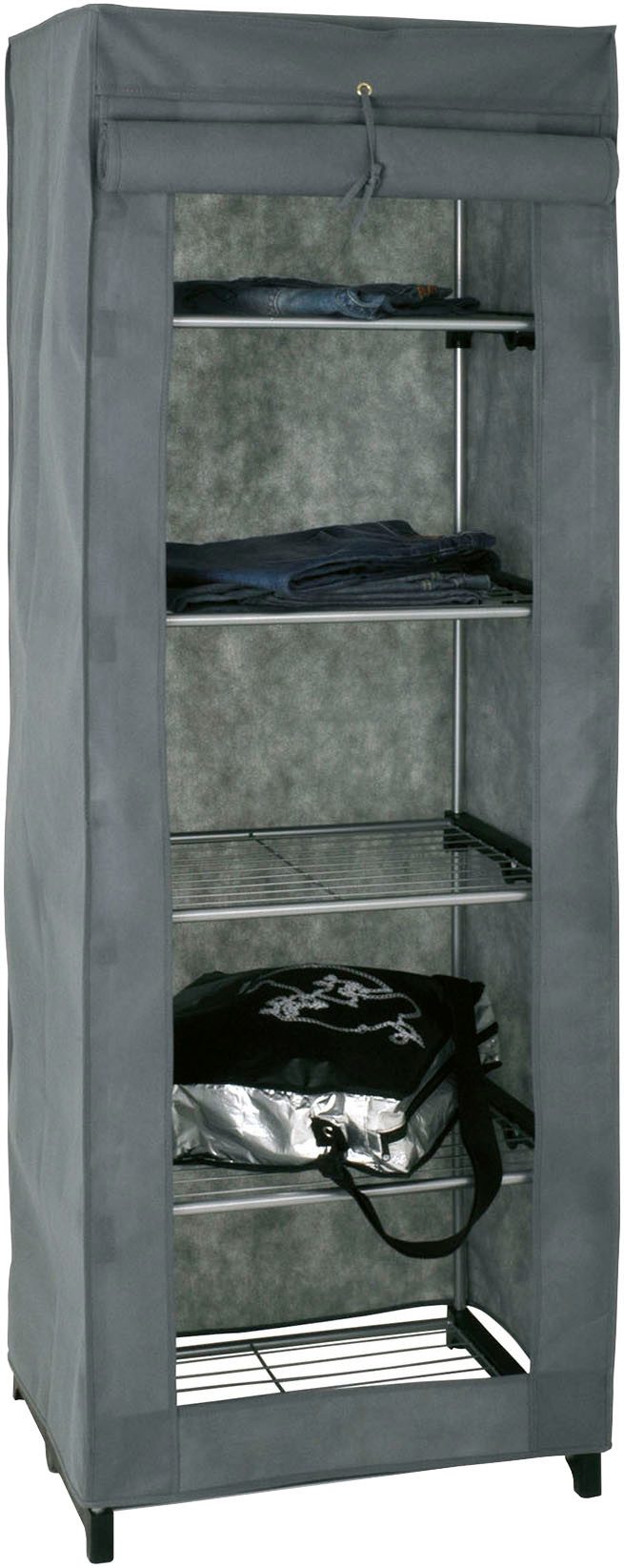HAKU Garderobenständer Kleiderregal, rechteckig - aus Textil Grau - B/T/H 60/50/173 cm