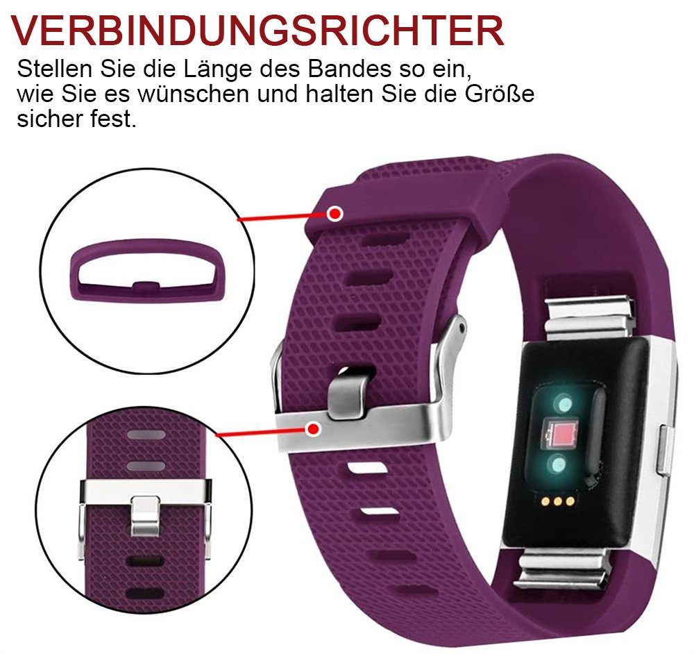 ELEKIN Smartwatch-Armband Ersatzbänder, mit & Classic kompatibel Lila Charge 2, Special Fitbit