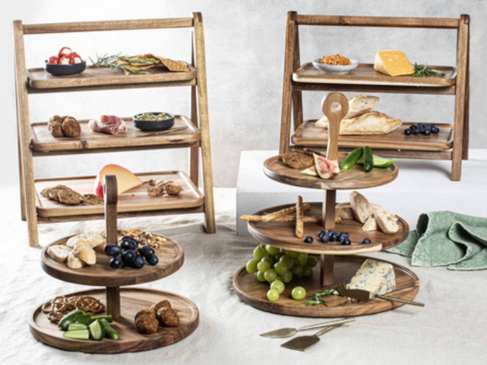 Ladelle Etagere GATHER Servierturm akazie 2-etagig, Akazienholz, (Serviertürme), Gather Acacia 2 Tier Serving Tower 40x22x35cm
