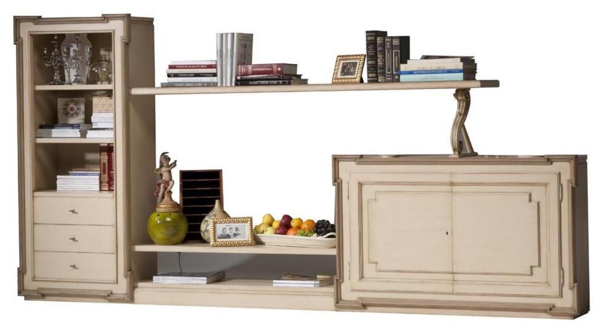 Xlmoebel Wohnwand Stilvolles Holz-Wandregal mit Stauraum für TV und Dekoration, (1-St., Wohnwand), Hergestellt in Europa