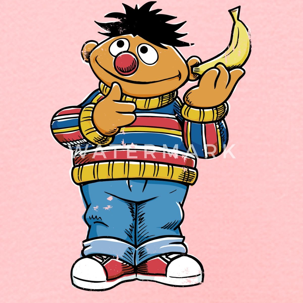 Spreadshirt Hoodie Sesamstraße Ernie am Bananentelefon Kinder Premium Hoodie (1-tlg)