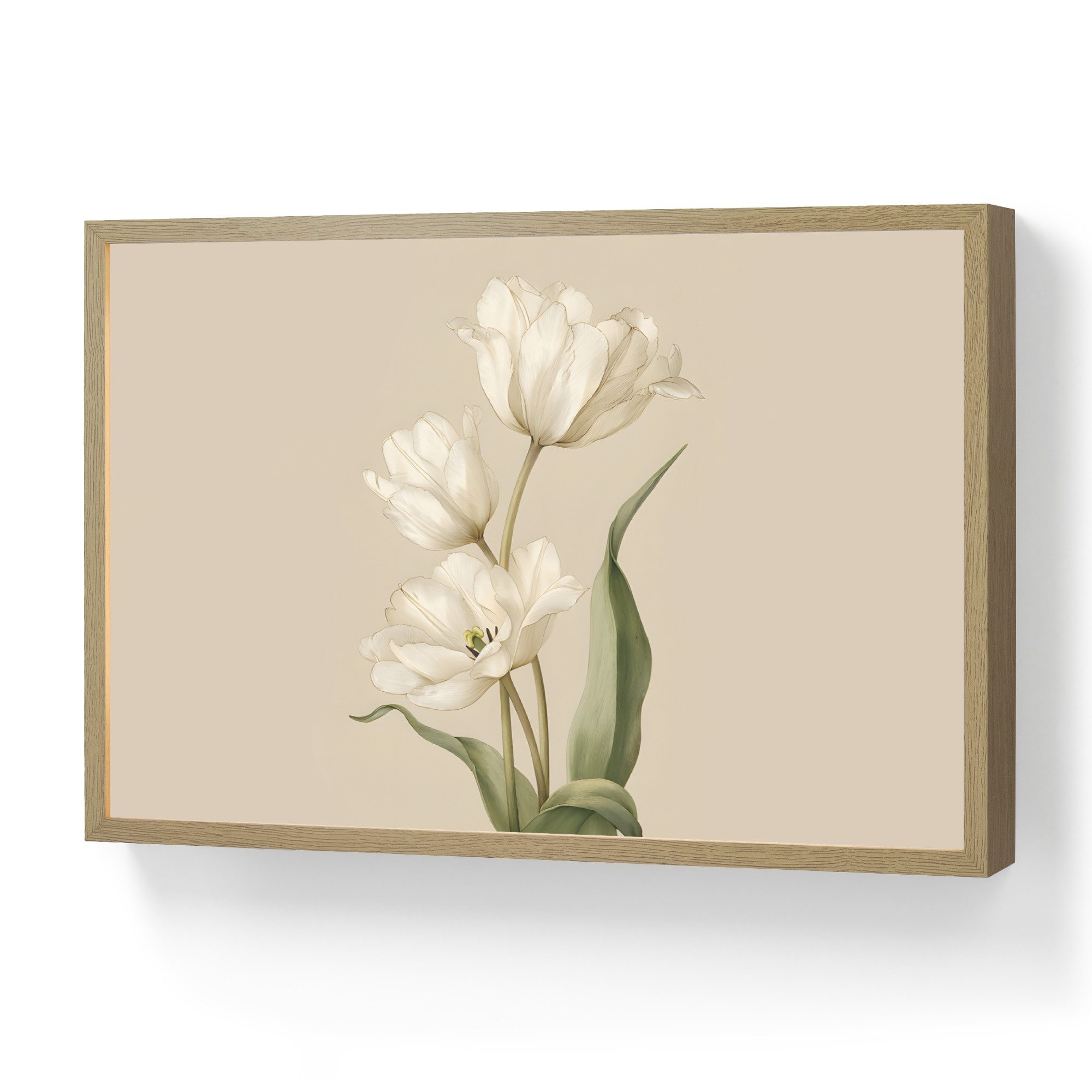 OnlyWow Wandleuchte Lightbox Tulpen - Weiß - Blätter, Dimmbar, Farbwechsel, LED, Warmweiß, Kaltweiß, Neutralweiß Einstellbar, Wandlampe Innen, Dimmbar, Aufladbarer USB Akku, LED, Modern