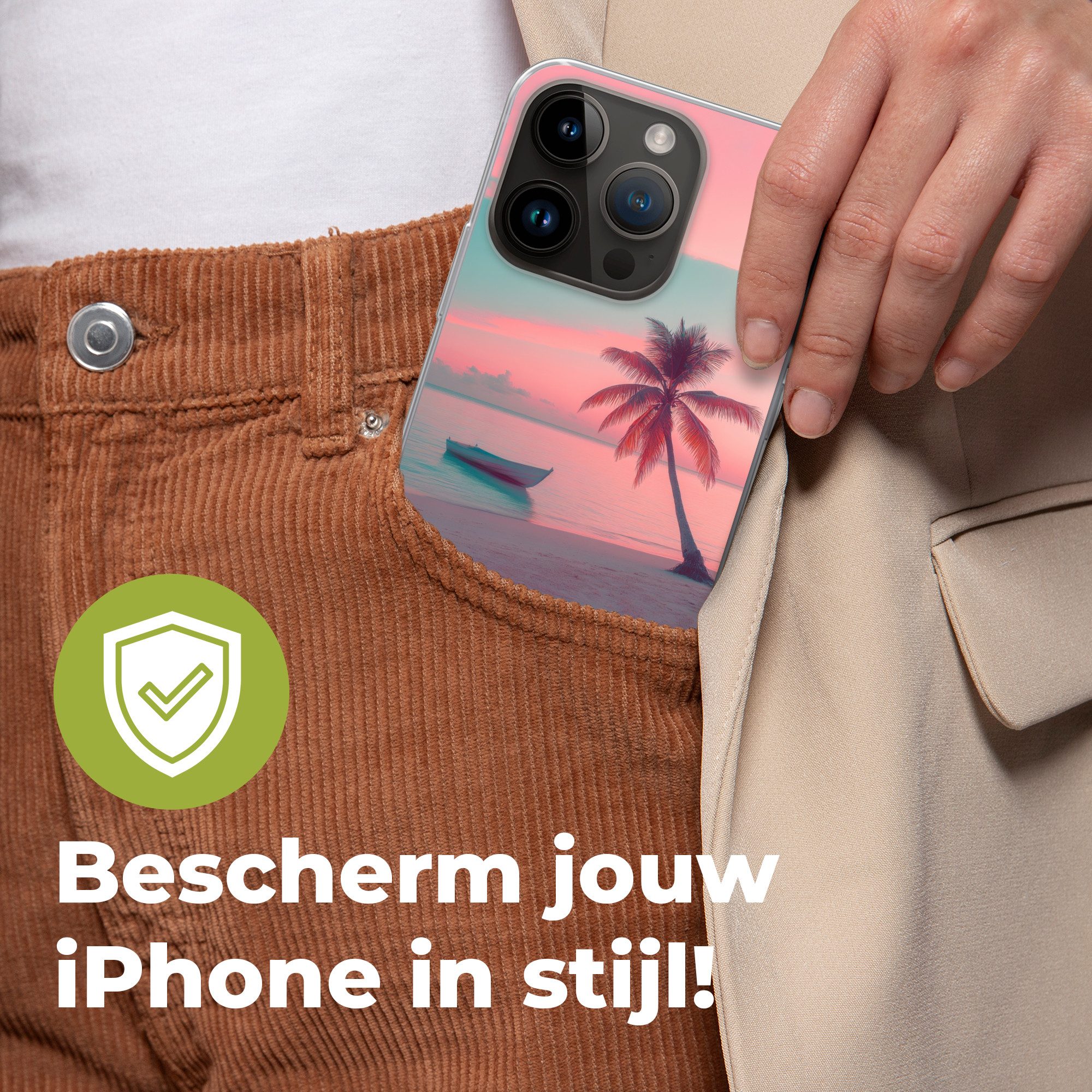 MuchoWow Handyhülle für Apple iPhone 14 Pro Meer - Boot - Sonnenuntergang, Smartphone-Bumper, Print, Handy Schutzhülle Dünn