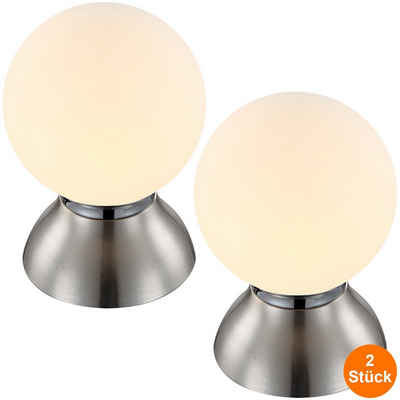 bmf-versand Tischleuchte LED Tischlampe 2er Set Tischleuchte Nachttisch Glas Kugel mit Touch