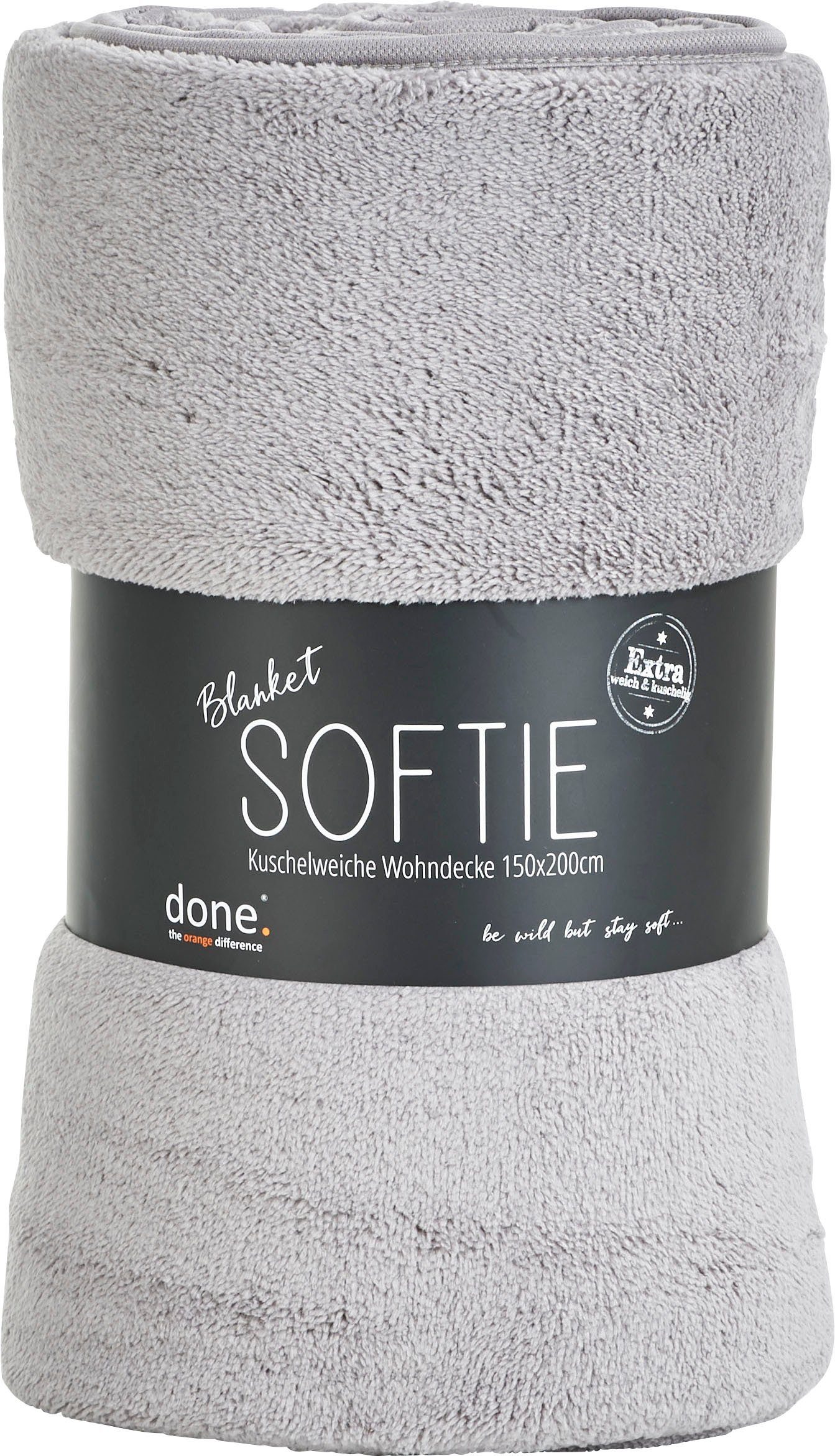 Wohndecke Softie, done.®, Extra weiche Wohndecke aus softigem Teddy-Stoff, Kuscheldecke stone | Wohndecken