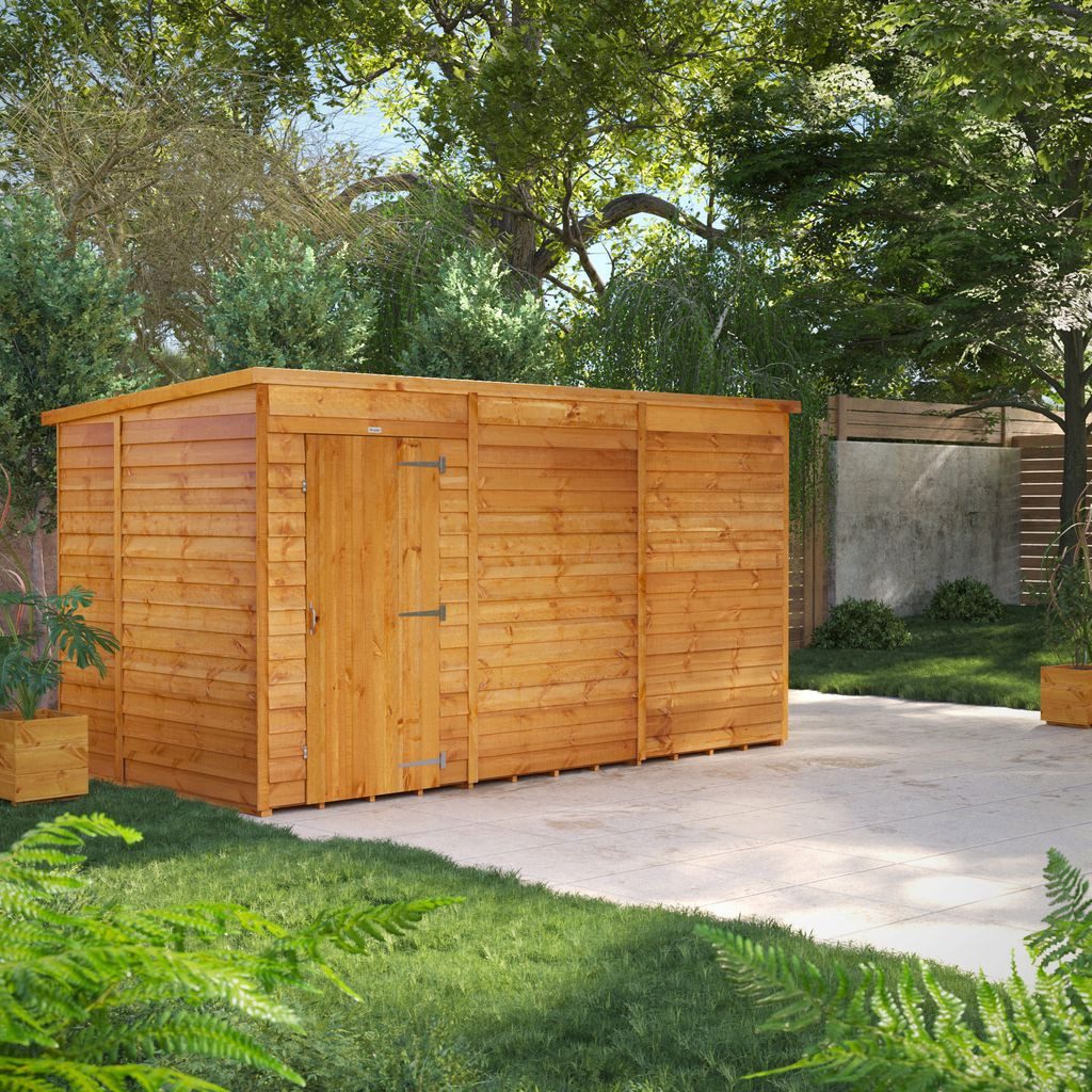 Powersheds Gartenhaus mit Pultdach und Stülpschalung, Vollholz ohne Fenster, BxT: 360x180 cm, (Polyester-verstärkte DachpaPOPe, gehärtetes Glas, hochwertiges Holz), Hochwertiges Holz