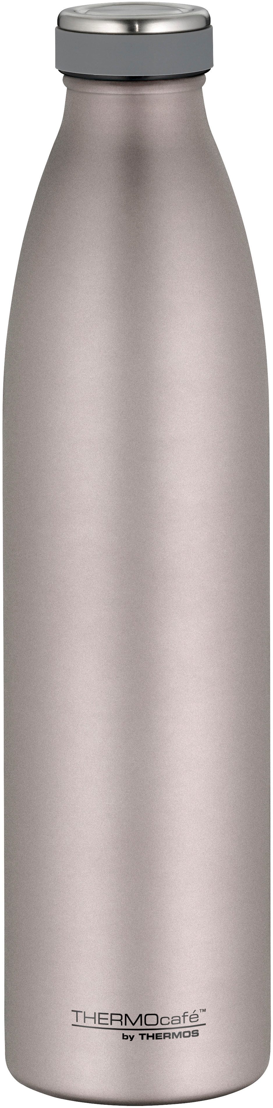 THERMOcafé Isolierflasche TC BOTTLE, aus doppelwandigem Edelstahl, spülmaschinenfest, gummierter Drehverschluss, absolut dicht bei Kohlensäure