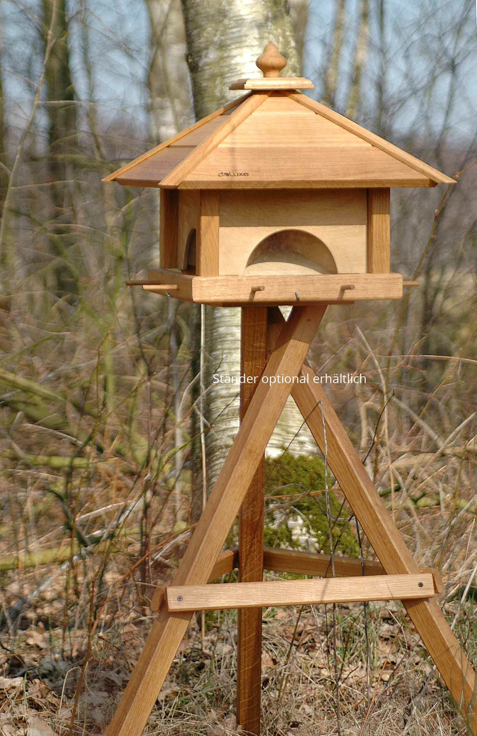 LUXUS-VOGELHAUS Futterhaus Vogelhaus "4 Schubladen", Eiche