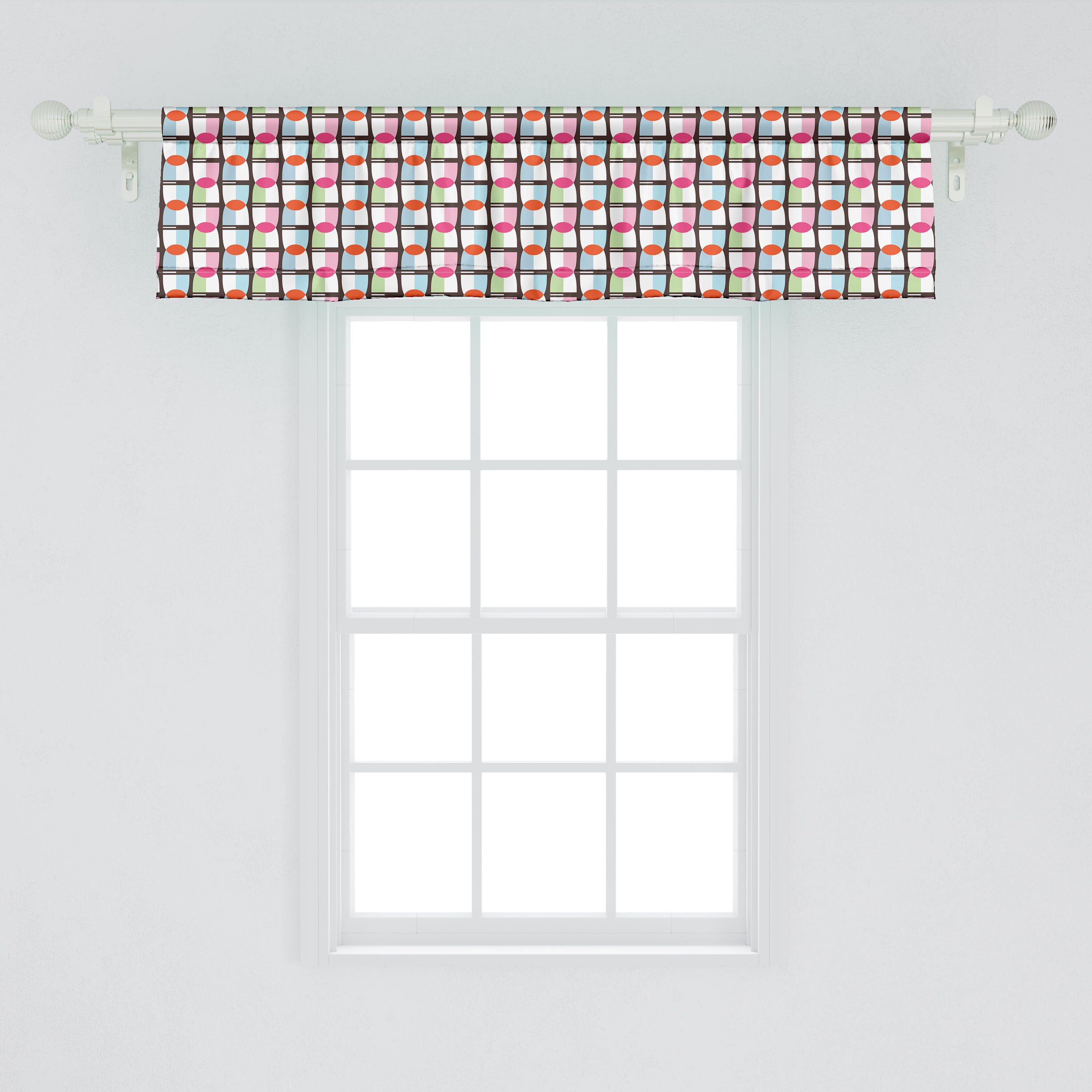 Scheibengardine Vorhang Volant für Schlafzimmer Moderne Modern Dekor Gitter, Abakuhaus, Bunt Küche mit Microfaser, Stangentasche
