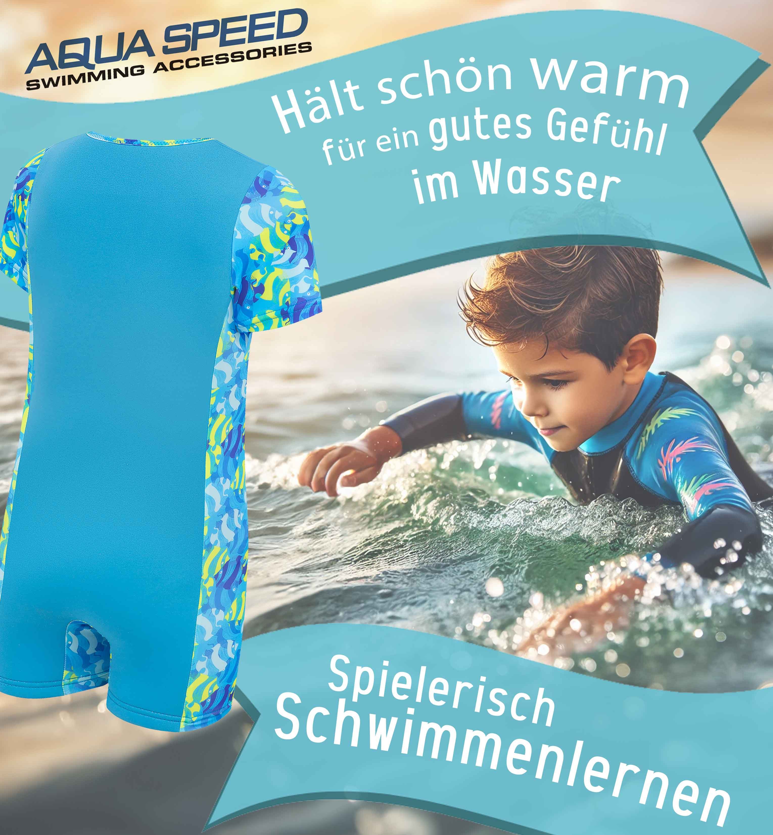 Aqua Speed Badeanzug Neopren Einteiler mit 30x30 Mikrofasertuch Jungen und Mädchen