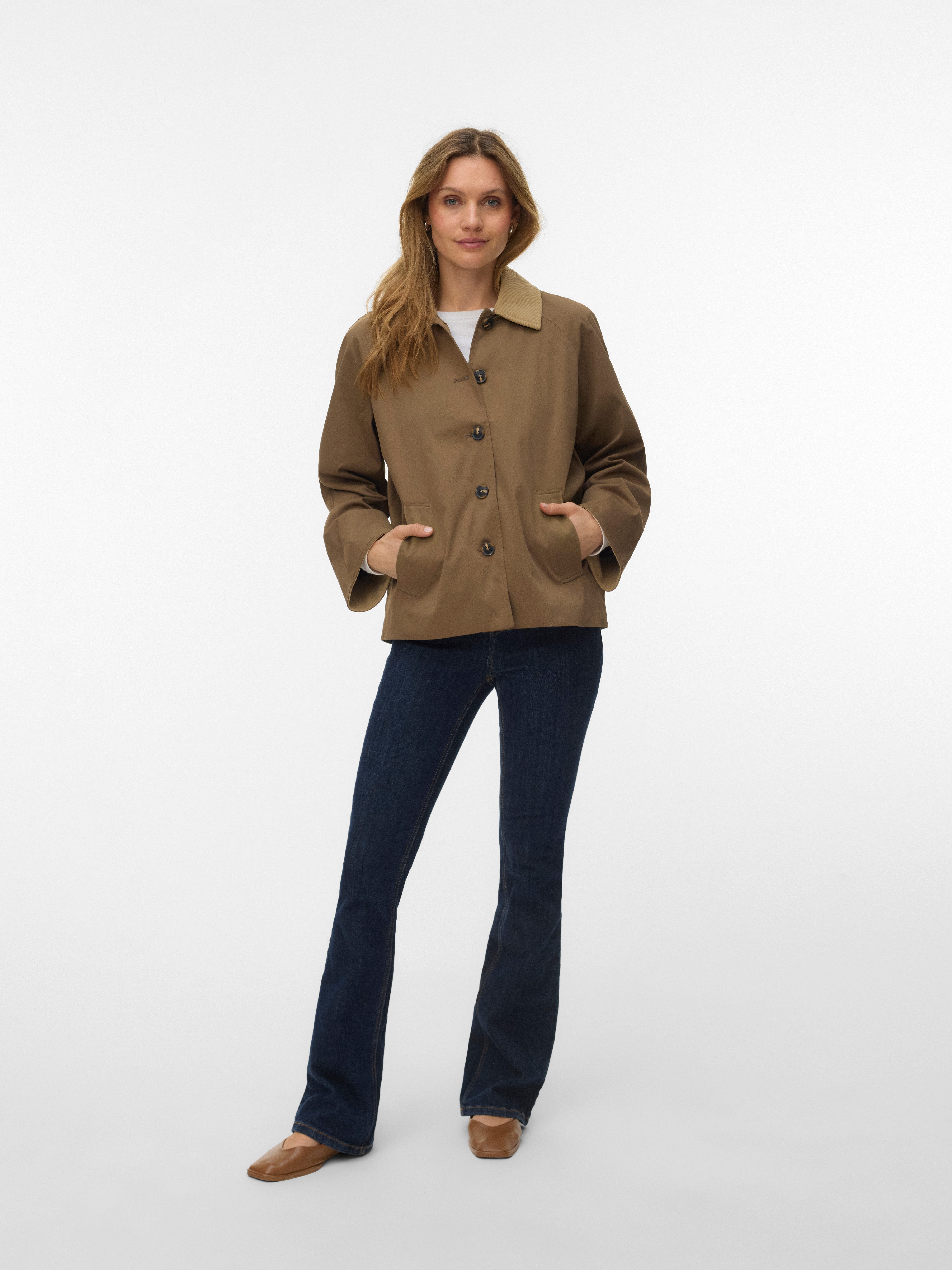 Vero Moda Langjacke VMCHELSEAFIA SHORT JACKET BOO mit Kontrastdetails