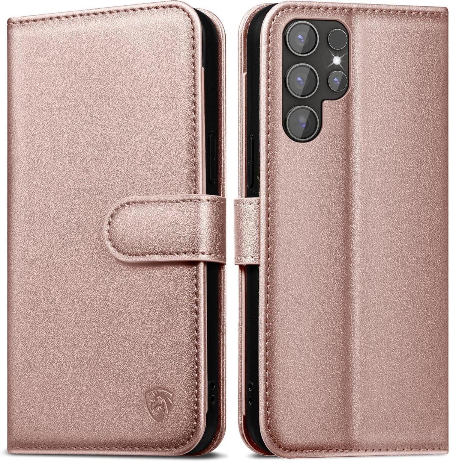 LuxusKollektion Flip Case Handyhülle Samsung Galaxy S24 Ultra Leder Wallet Roségold Magnet