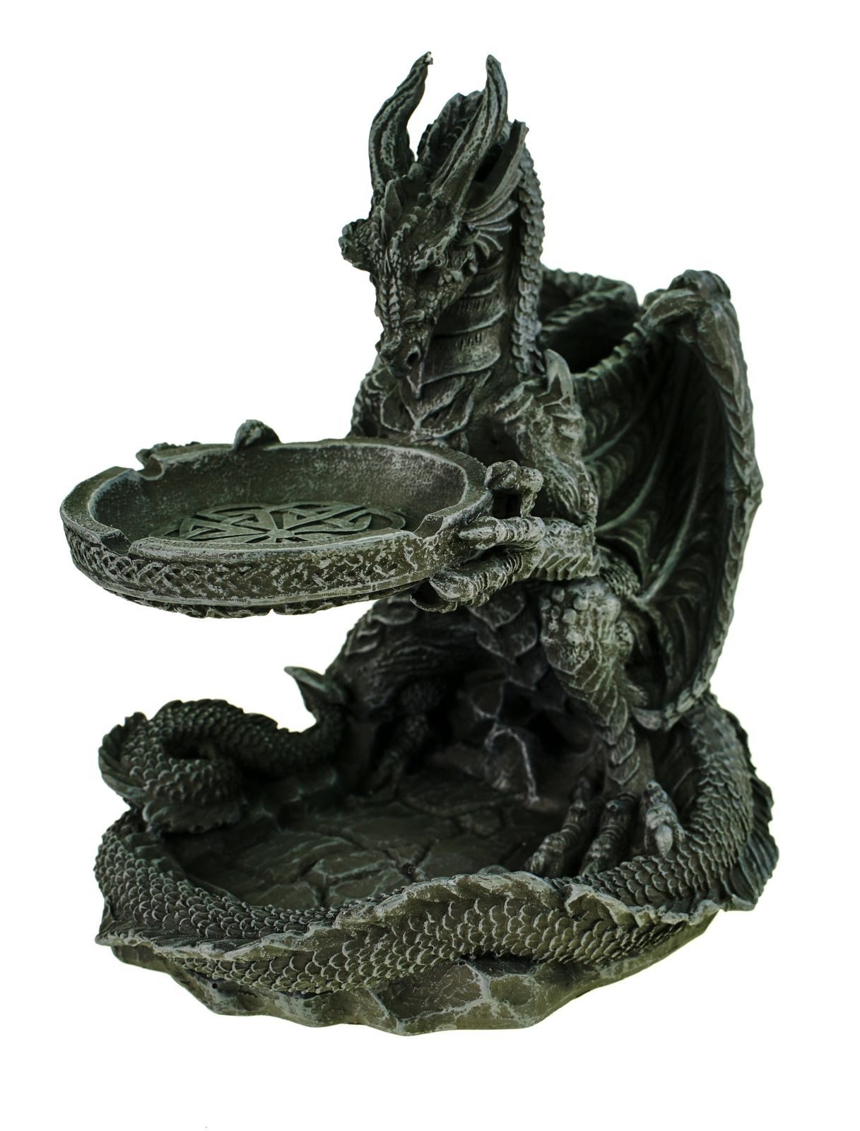 Vogler Dekofigur Großes Drachen Raucherset mit Aschenbecher und Ablage 20 cm Ascher