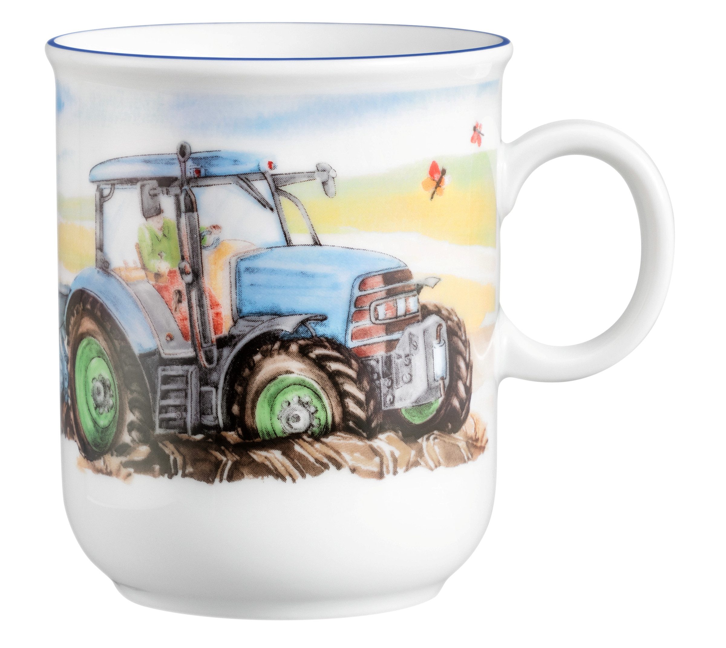 Seltmann Weiden Becher Compact, Mein Traktor, 1-tlg., Porzellan, Becher mit Henkel 0,25 l