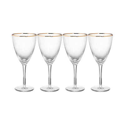 BUTLERS Weinglas »GOLDEN TWENTIES 4x Weinglas mit Goldrand 280ml«, Glas, mundgeblasen, 4x Weinglas mit Goldrand - Füllmenge 280ml - Glas mundgeblasen