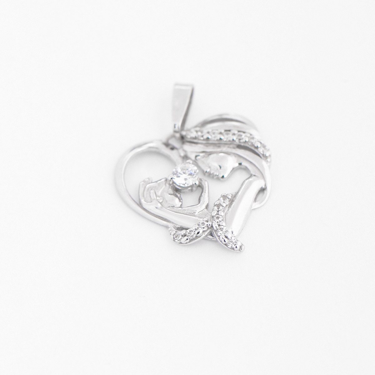 Secretforyou Kettenanhänger Kettenanhänger Anhänger Charm Silber Zirkonia Mutter und Kind, 925 Sterling Silber