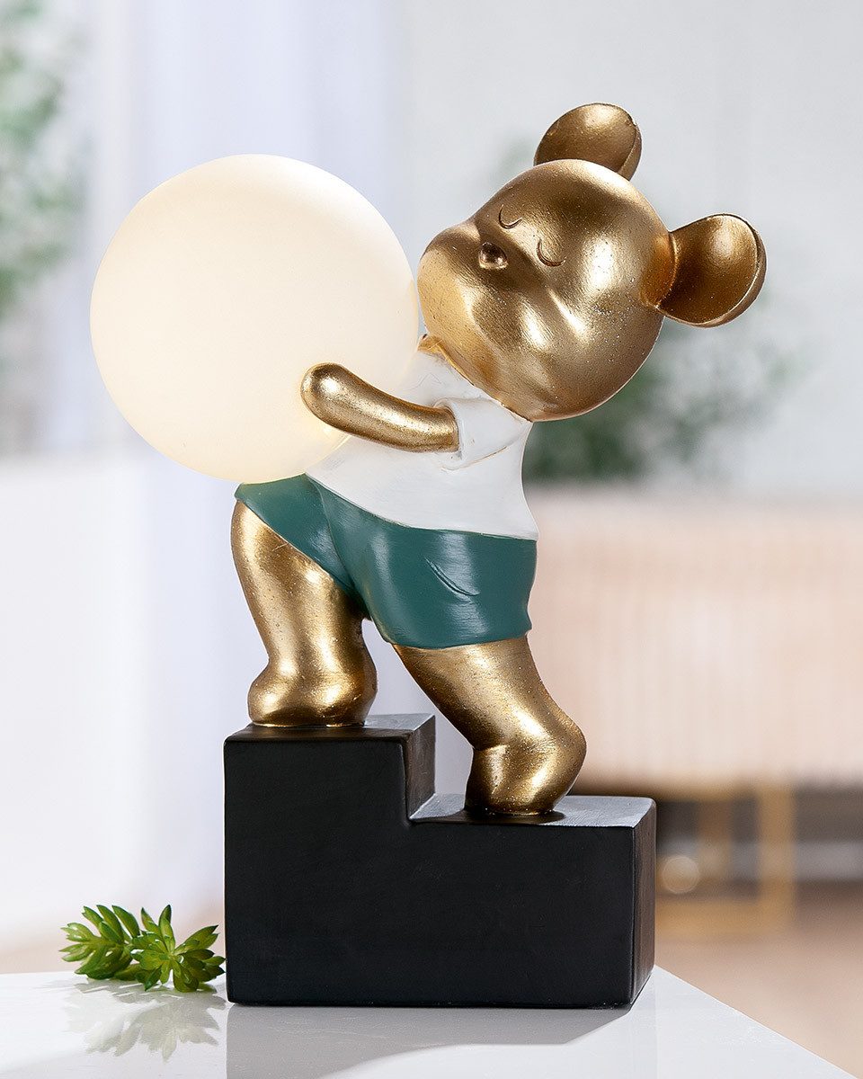 GILDE LED Schreibtischlampe LED Tischleuchte Bär Howard mit Leuchtkugel gold