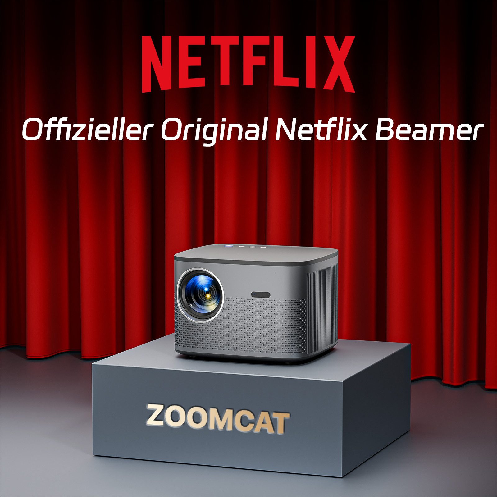 ZOOMCAT Beamer 4K mit Autofokus & Netflix Zertifizierung, Wifi 6 Bluetooth 5.3 Beamer (3840x2160 px, Native 1080P, 800 ANSI, Auto Hindernisvermeidung, Android 13 Projektor)