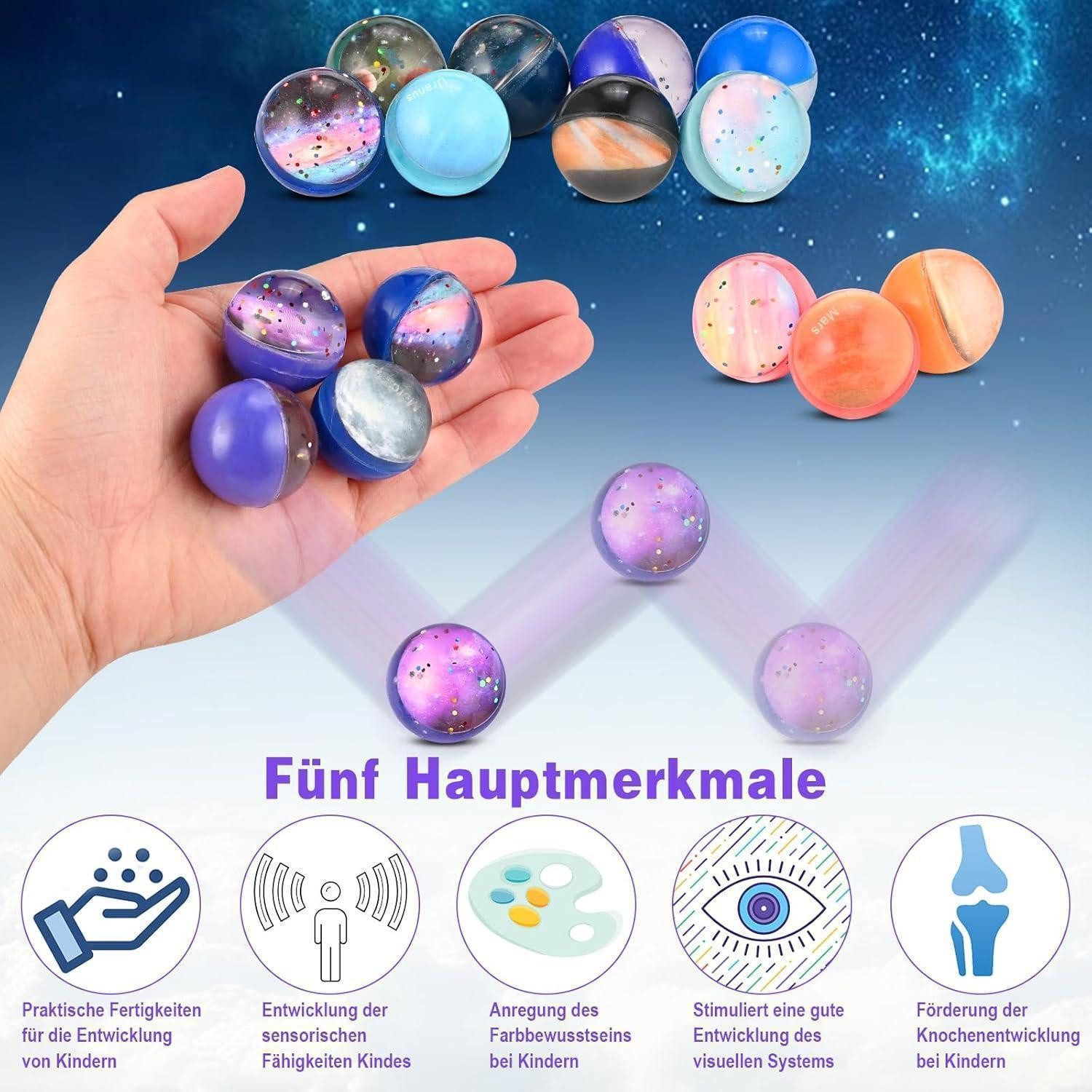 LuxusKollektion Flummi 30 Stück Flummies Gummiball Planeten Mitgebsel Kindergeburtstag