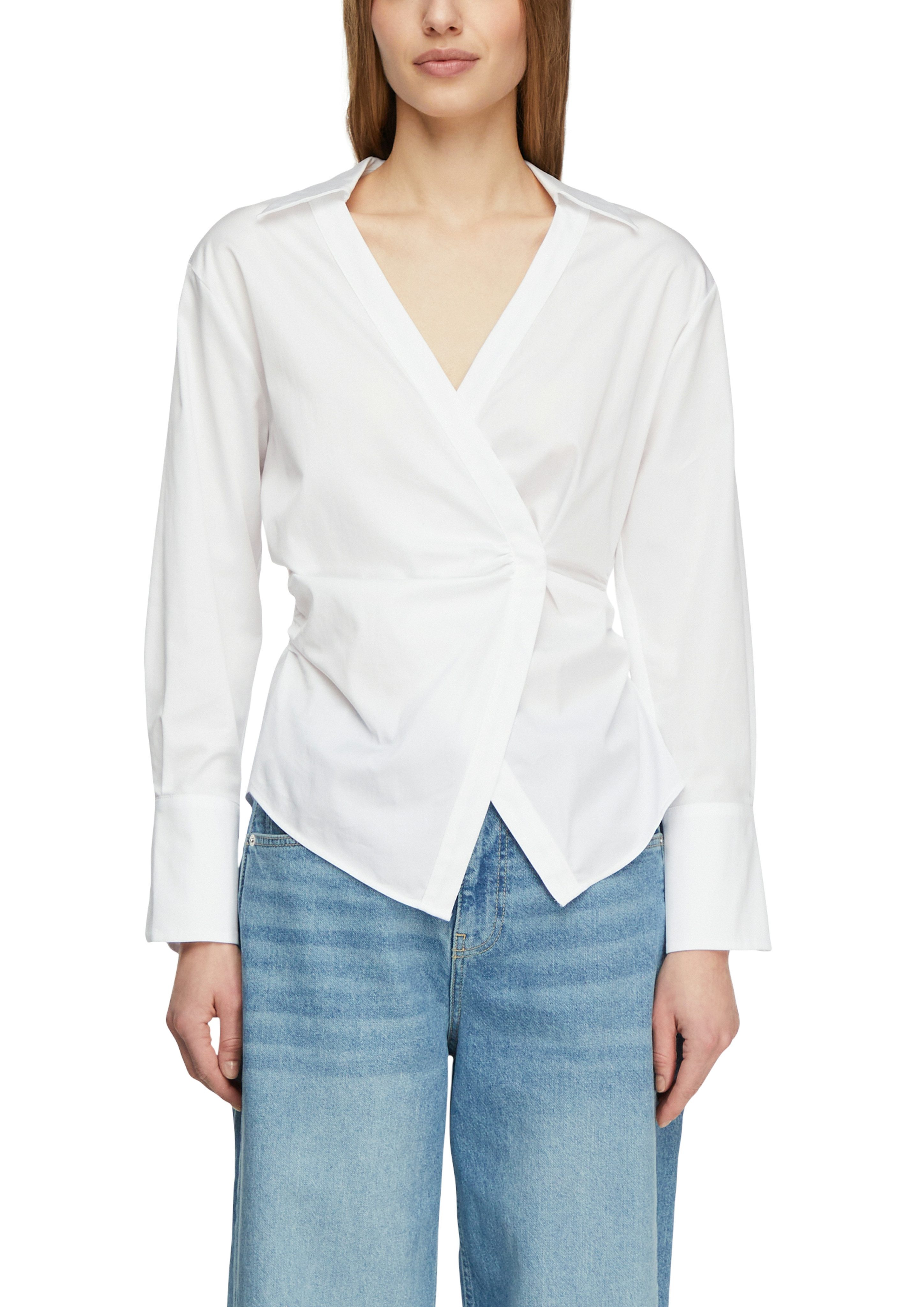 comma Langarmbluse mit seitlichem Verschluss und V-Ausschnitt