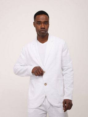 Denim Distriqt Anzug Leichter Sommer Anzug 2 Teiler Sakko mit Hose in Loose Fit Weiß M (2-tlg., Set besteht aus Sakko und passender Hose)