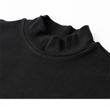 AFAZ New Trading UG Wasserfallpullover Herbstliches Damen-Hemd mit halbem Rollkragen und langen Ärmeln