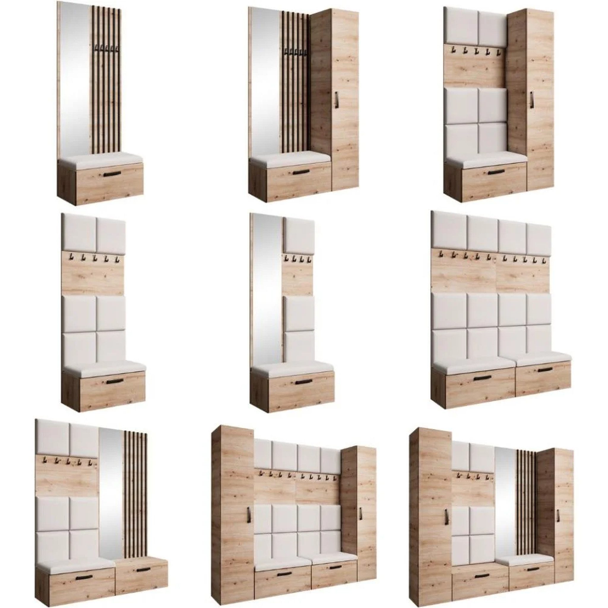 Beautysofa Garderobenschrank Garderobenschrank mit gepolsterten Paneelen MARGARET XL (mit eleganten Kleiderbügeln und komfortablen Schuhschränken) mit 2 Vertikalschränken mit Kleiderstange